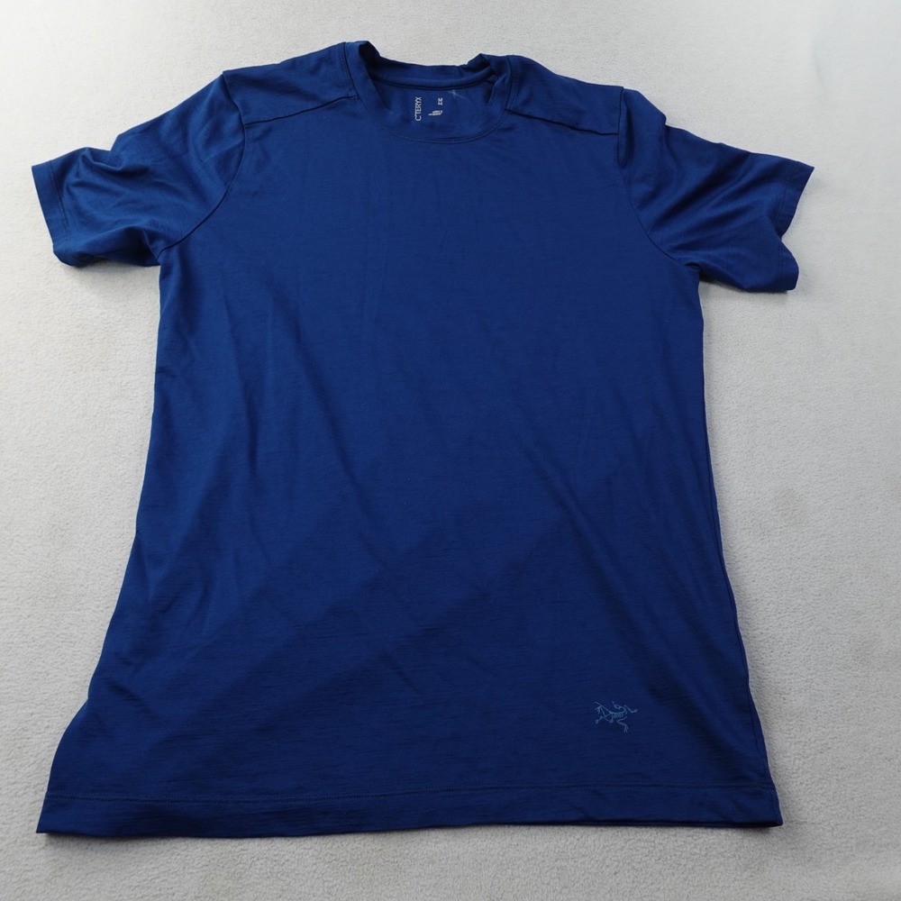 Arc'teryx A2B T Shirt Mens M Blue Merino Wool Blend Polylain Cycling Commute